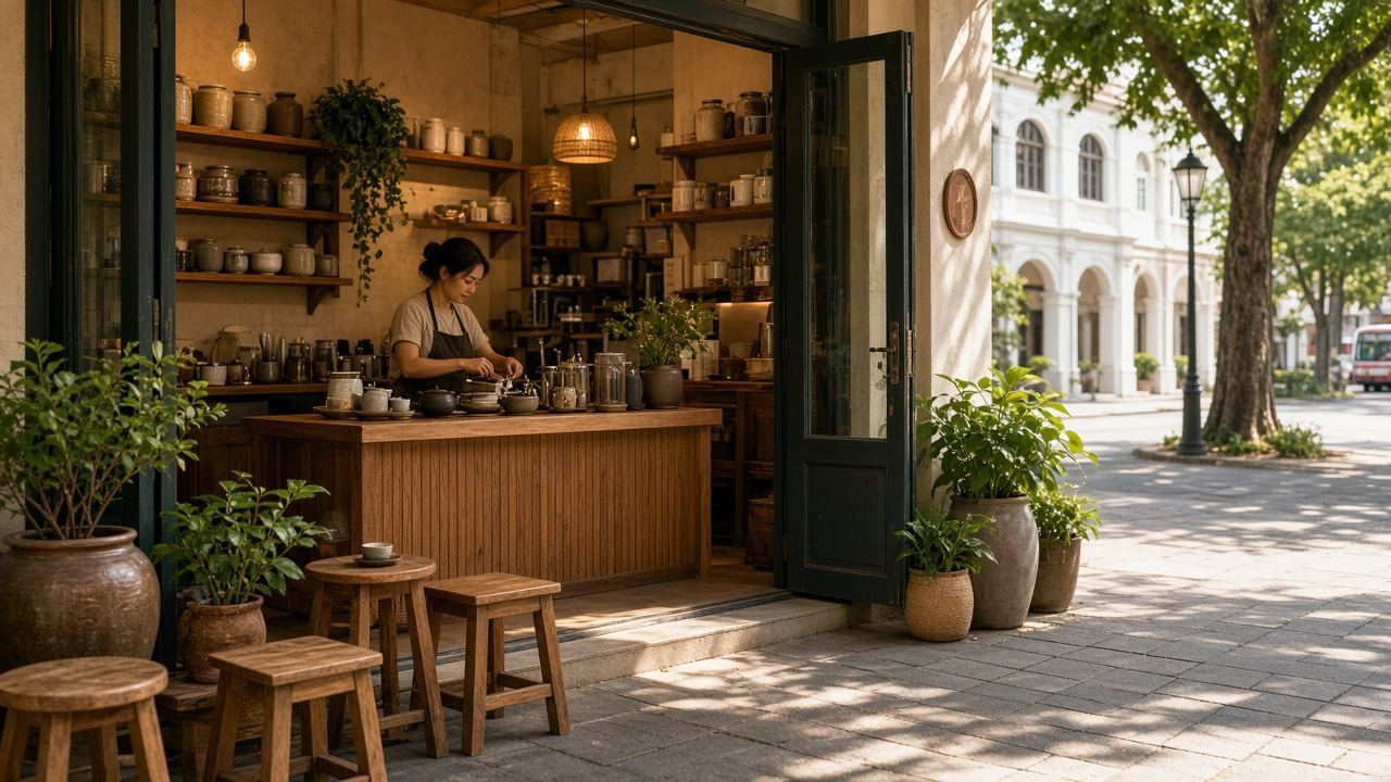 Tea shop / tea house workspace at Ripigpaigl House